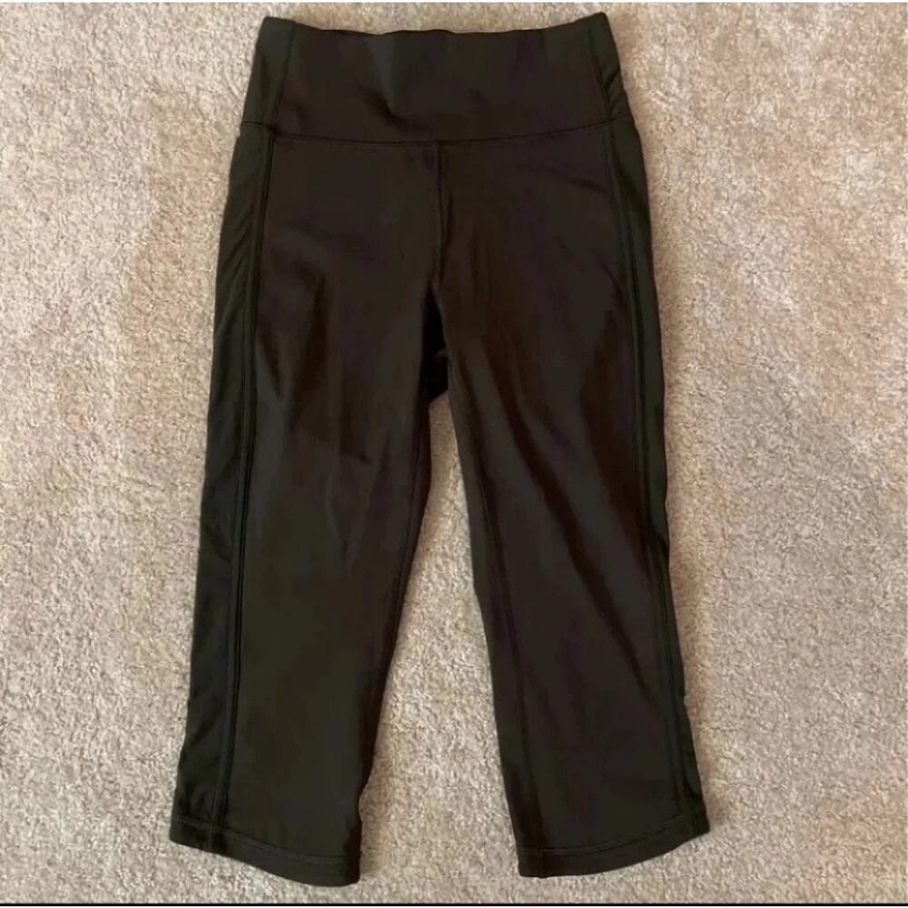 Lululemon Squad Goals Crop Dark Olive Legging Women Size 4